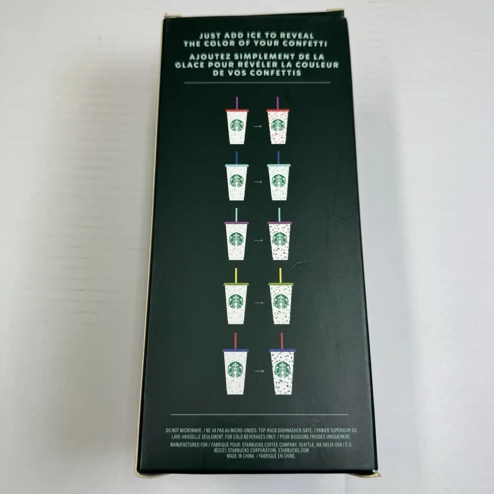 Starbucks Summer 2021 Color Changing 5 pack Confetti 24oz Cold Cups Reusable-NEW